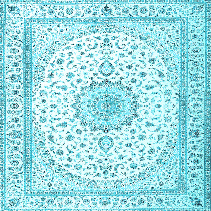 Square Medallion Light Blue Traditional Rug, tr3462lblu