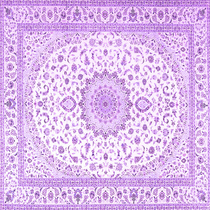 Square Machine Washable Medallion Purple Traditional Area Rugs, wshtr3462pur
