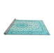 Sideview of Machine Washable Medallion Light Blue Traditional Rug, wshtr3462lblu