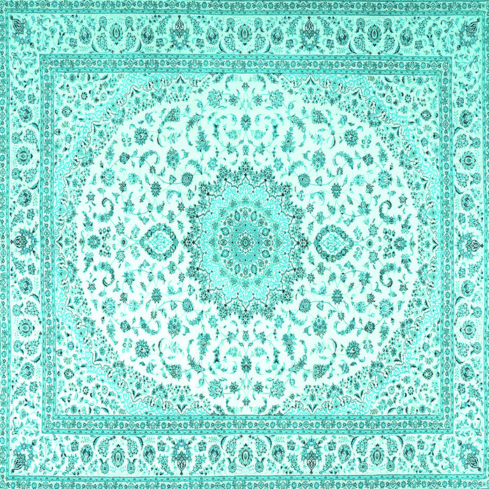 Square Medallion Turquoise Traditional Rug, tr3462turq