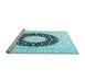 Sideview of Machine Washable Medallion Light Blue Traditional Rug, wshtr3463lblu