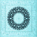 Square Machine Washable Medallion Light Blue Traditional Rug, wshtr3463lblu