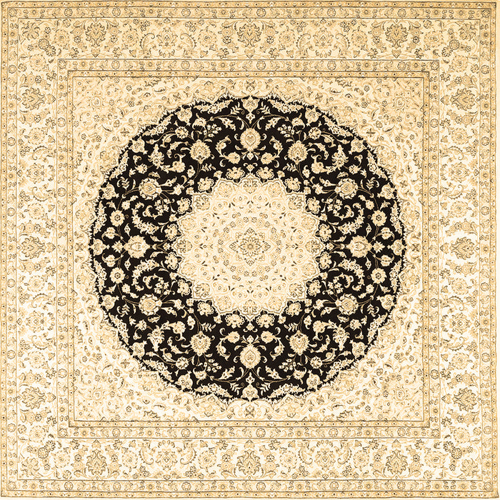 Square Machine Washable Medallion Brown Traditional Rug, wshtr3463brn