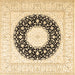 Square Machine Washable Medallion Brown Traditional Rug, wshtr3463brn