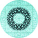 Round Machine Washable Medallion Turquoise Traditional Area Rugs, wshtr3463turq