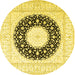 Round Medallion Yellow Traditional Rug, tr3463yw