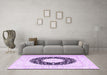 Machine Washable Medallion Purple Traditional Area Rugs in a Living Room, wshtr3463pur