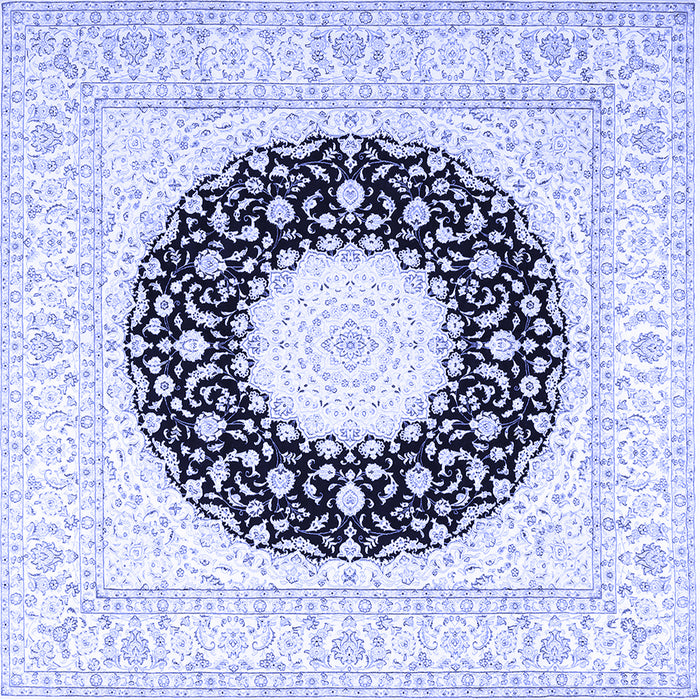 Square Medallion Blue Traditional Rug, tr3463blu