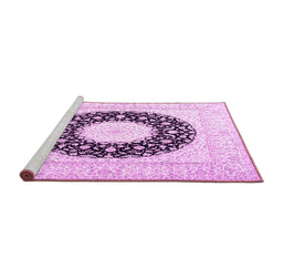 Sideview of Machine Washable Medallion Pink Traditional Rug, wshtr3463pnk