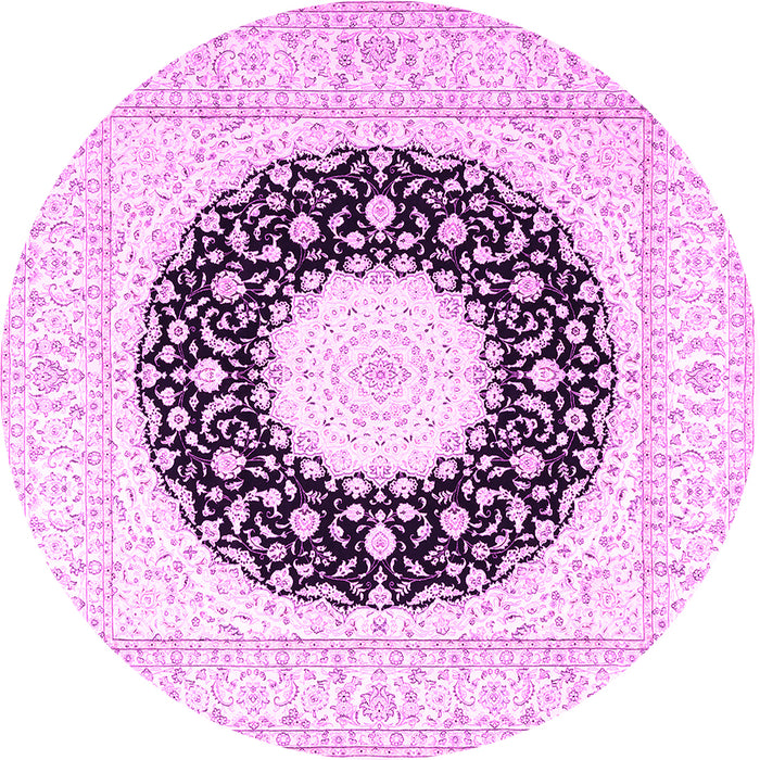 Round Medallion Pink Traditional Rug, tr3463pnk