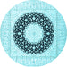 Round Medallion Light Blue Traditional Rug, tr3463lblu