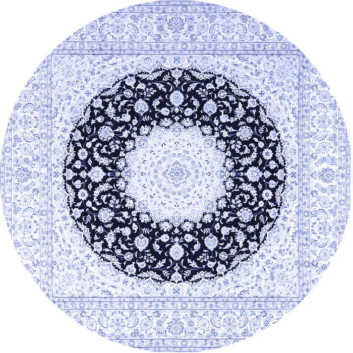Round Medallion Blue Traditional Rug, tr3463blu