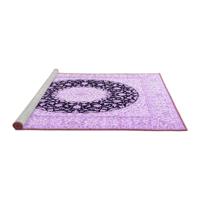 Sideview of Machine Washable Medallion Purple Traditional Area Rugs, wshtr3463pur