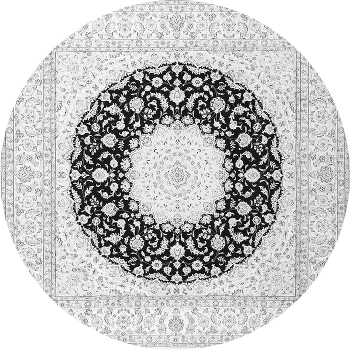 Machine Washable Medallion Gray Traditional Rug, wshtr3463gry