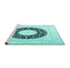 Sideview of Machine Washable Medallion Turquoise Traditional Area Rugs, wshtr3463turq