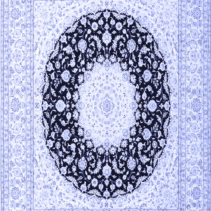 Machine Washable Medallion Blue Traditional Rug, wshtr3463blu