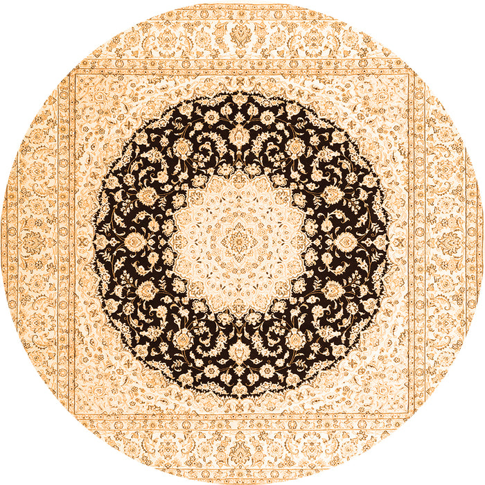 Square Medallion Orange Traditional Rug, tr3463org