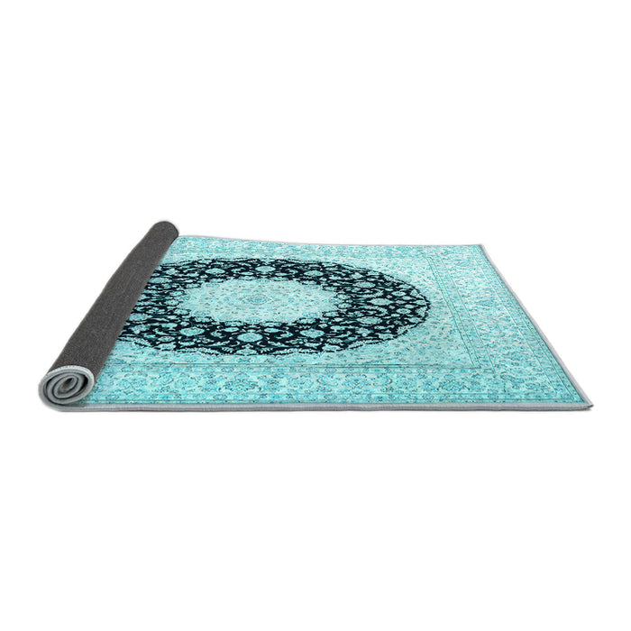 Sideview of Medallion Light Blue Traditional Rug, tr3463lblu