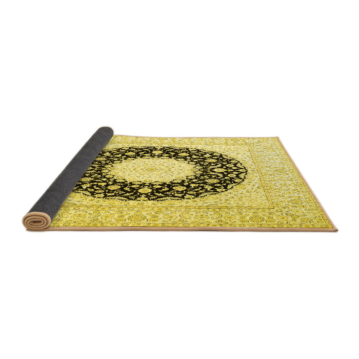 Sideview of Medallion Yellow Traditional Rug, tr3463yw