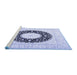 Sideview of Machine Washable Medallion Blue Traditional Rug, wshtr3463blu