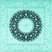 Square Machine Washable Medallion Turquoise Traditional Area Rugs, wshtr3463turq