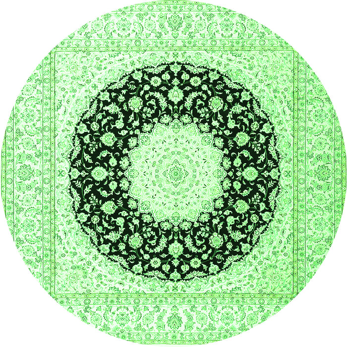 Machine Washable Medallion Green Traditional Area Rugs, wshtr3463grn