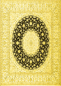 Medallion Yellow Traditional Rug, tr3463yw