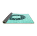 Sideview of Medallion Turquoise Traditional Rug, tr3463turq