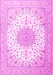 Machine Washable Medallion Pink Traditional Rug, wshtr3464pnk