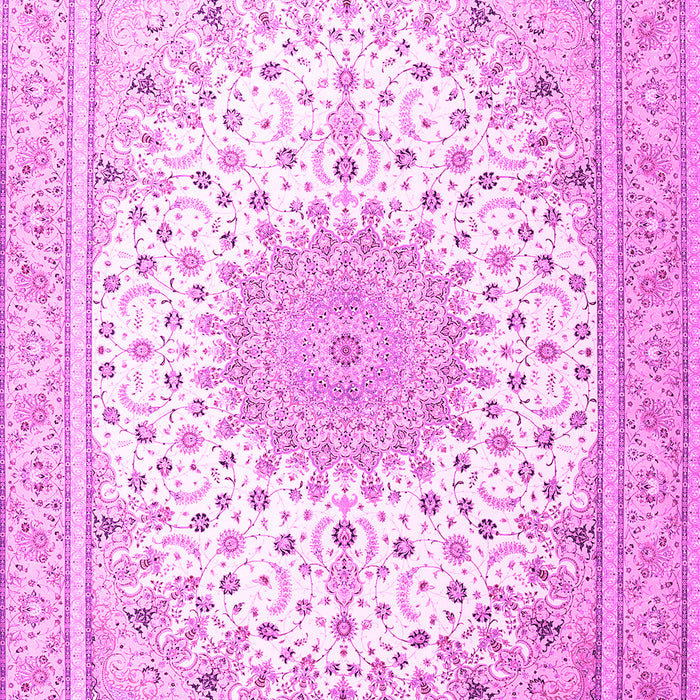 Machine Washable Medallion Pink Traditional Rug, wshtr3464pnk