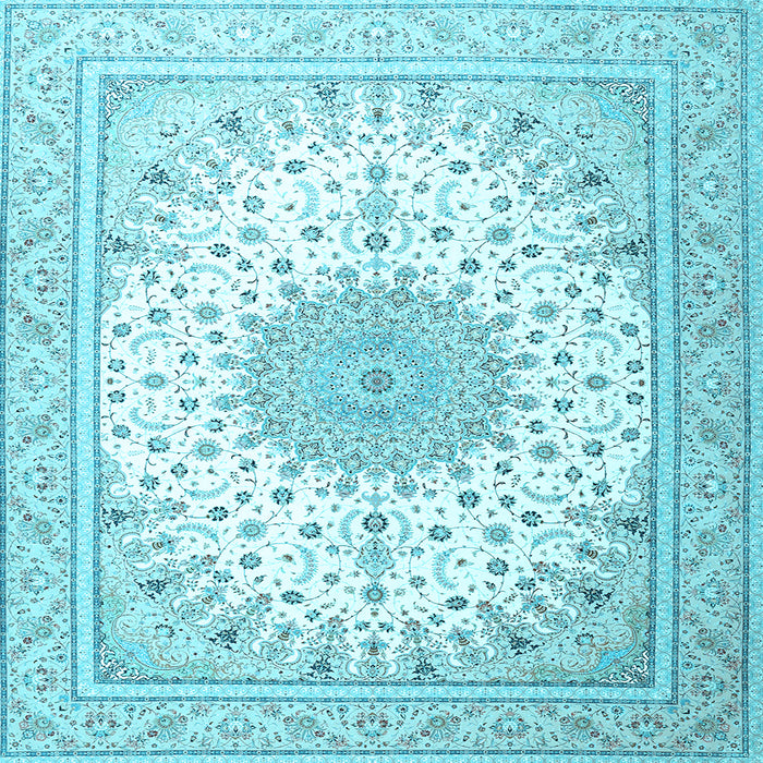 Square Medallion Light Blue Traditional Rug, tr3464lblu