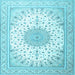 Square Medallion Light Blue Traditional Rug, tr3464lblu