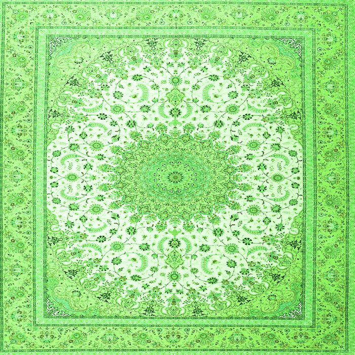 Serging Thickness of Medallion Green Traditional Rug, tr3464grn