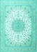 Machine Washable Medallion Turquoise Traditional Area Rugs, wshtr3464turq