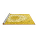 Sideview of Machine Washable Medallion Yellow Traditional Rug, wshtr3464yw