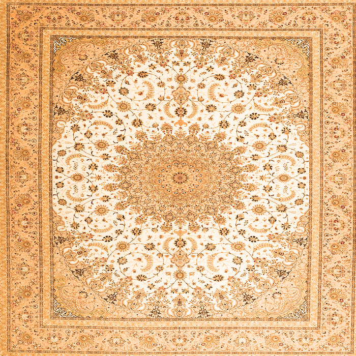 Serging Thickness of Medallion Orange Traditional Rug, tr3464org