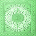 Square Medallion Emerald Green Traditional Rug, tr3464emgrn