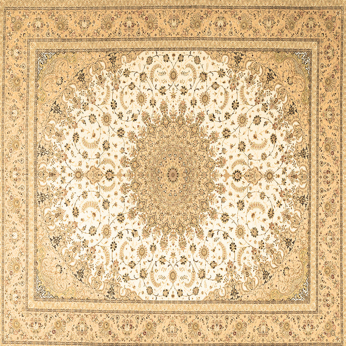Square Machine Washable Medallion Brown Traditional Rug, wshtr3464brn