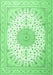 Machine Washable Medallion Emerald Green Traditional Area Rugs, wshtr3464emgrn