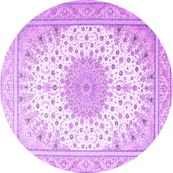 Round Medallion Purple Traditional Rug, tr3464pur