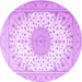 Round Medallion Purple Traditional Rug, tr3464pur