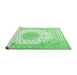 Sideview of Machine Washable Medallion Emerald Green Traditional Area Rugs, wshtr3464emgrn