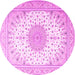 Round Medallion Pink Traditional Rug, tr3464pnk