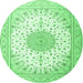 Round Medallion Emerald Green Traditional Rug, tr3464emgrn