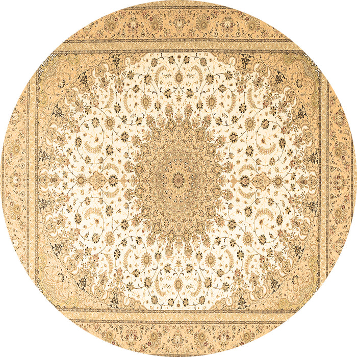 Round Medallion Brown Traditional Rug, tr3464brn