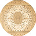 Round Medallion Brown Traditional Rug, tr3464brn