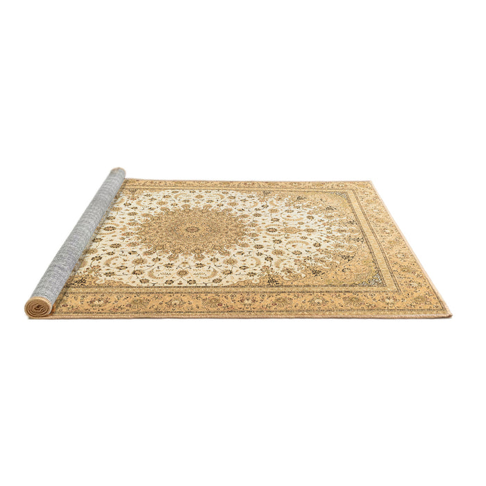 Sideview of Machine Washable Medallion Brown Traditional Rug, wshtr3464brn