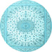 Round Medallion Light Blue Traditional Rug, tr3464lblu