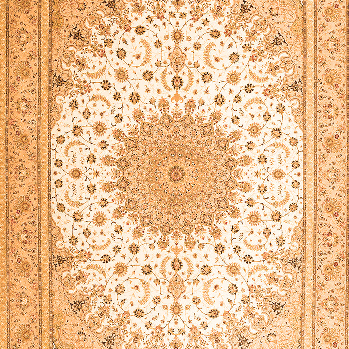 Serging Thickness of Machine Washable Medallion Orange Traditional Area Rugs, wshtr3464org