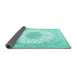 Sideview of Medallion Turquoise Traditional Rug, tr3464turq